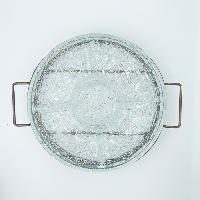 Uppläggningsfat i kristall med nysilver