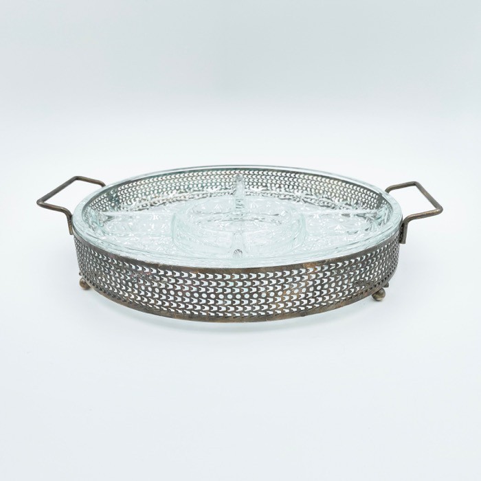 Uppläggningsfat i kristall med nysilver