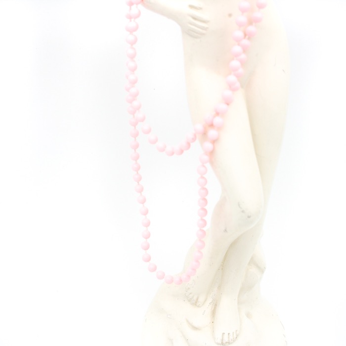 Retro halsband med plastpärlor ljusrosa